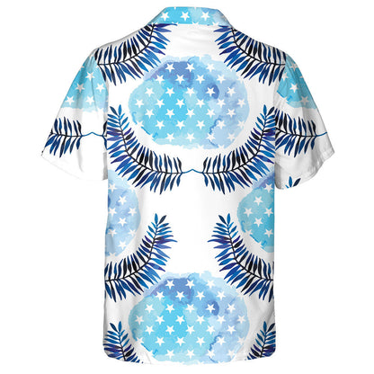 Watercolor Starry Blue Texture With Floral Design Hawaiian Shirt, Hawaiian Shirt Gift, Christmas Gift