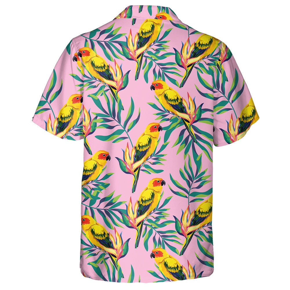 Beautiful Bird Parrots And Tropical Leaves Hawaiian Shirt, Hawaiian For Gift