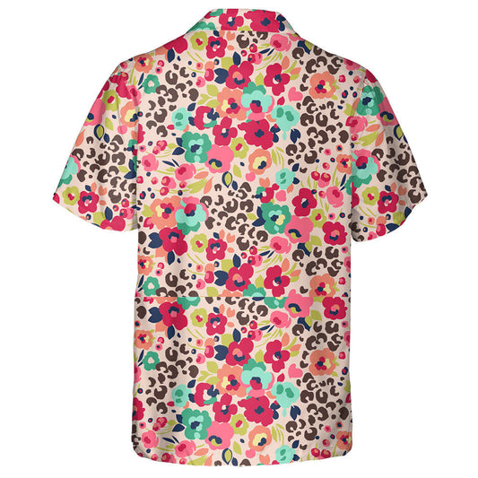 Combination Of Cute Flowers And Leopard Hawaiian Shirt,Hawaiian Shirt Gift, Christmas Gift