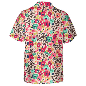 Combination Of Cute Flowers And Leopard Hawaiian Shirt,Hawaiian Shirt Gift, Christmas Gift
