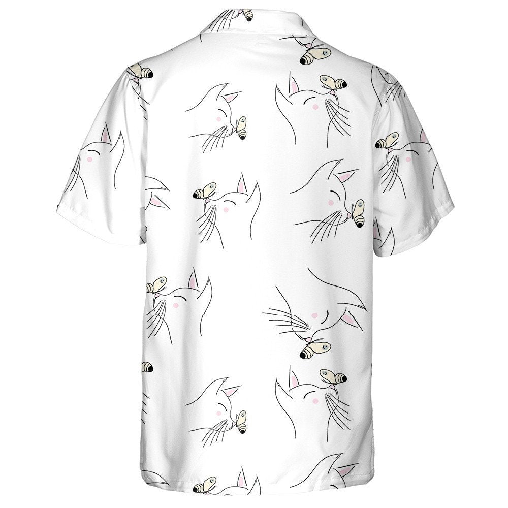 Face Of White Cat And Butterfly Hawaiian Shirt,Hawaiian Shirt Gift, Christmas Gift
