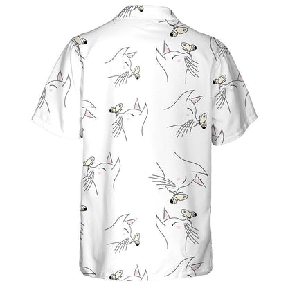 Face Of White Cat And Butterfly Hawaiian Shirt,Hawaiian Shirt Gift, Christmas Gift