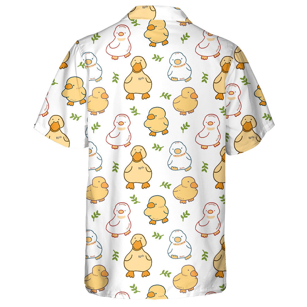 Hand Drawn Cartoon Baby Duck Design Hawaiian Shirt, Hawaiian Shirt Gift, Christmas Gift