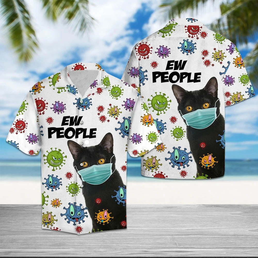 Cat Dubh Cool Frithvíreas Ew Daoine Patrún Léine Haváís, Bronntanas Léine Haváís, Bronntanas Nollag