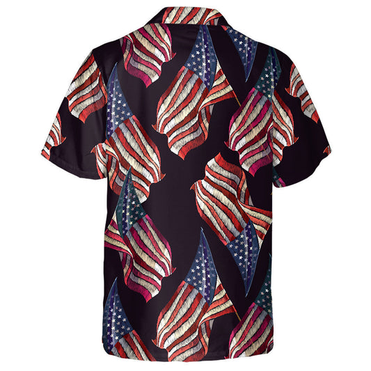 Bróidnéireacht Seanré Rippled Patrún Bratach Mheiriceá Léine Haváís, Hwaiian Le Bronntanas