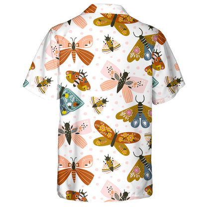 Cartoon Hand Drawn Butterflies In Vintage Style Hawaiian Shirt, Hawaiian Shirt Gift, Christmas Gift
