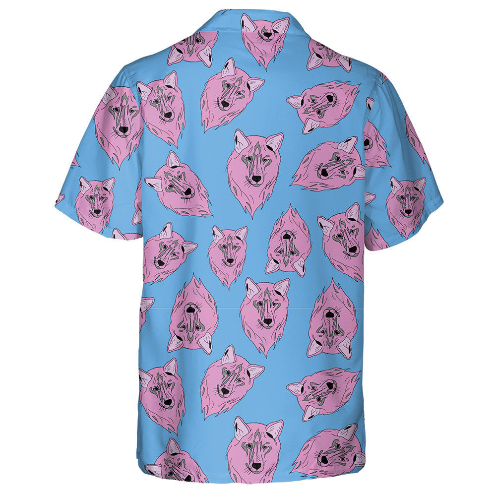 Cartoon Characters Pink Face Of Wolf Hawaiian Shirt, Hawaiian For Gift