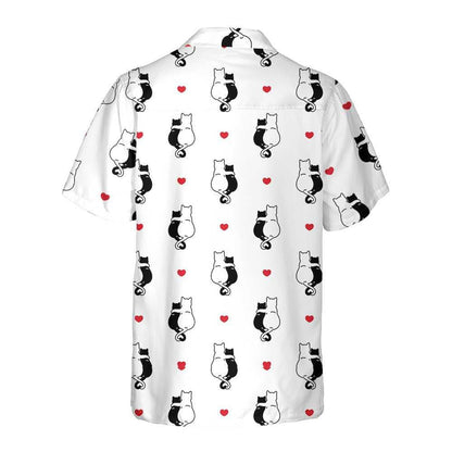 Valentine Heart Kitten Cartoon White Background Hawaiian Shirt,Hawaiian Shirt Gift, Christmas Gift
