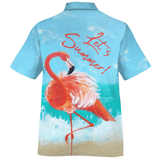 Red Flamingo Feathers On Beach Design Hawaiian Shirt,Hawaiian Shirt Gift, Christmas Gift