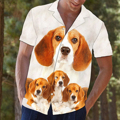 Great Beagle Dog Family Portrait Themed Hawaiian Shirt, Hawaiian Shirt Gift, Christmas Gift