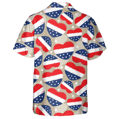 Sceitseáil Láimhe Croí Múnlaithe Le Patrún Bratach SAM Léine Haváís, Bronntanas Léine Haváíais, Bronntanas Nollag