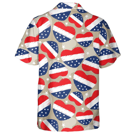 Sceitseáil Láimhe Croí Múnlaithe Le Patrún Bratach SAM Léine Haváís, Bronntanas Léine Haváíais, Bronntanas Nollag