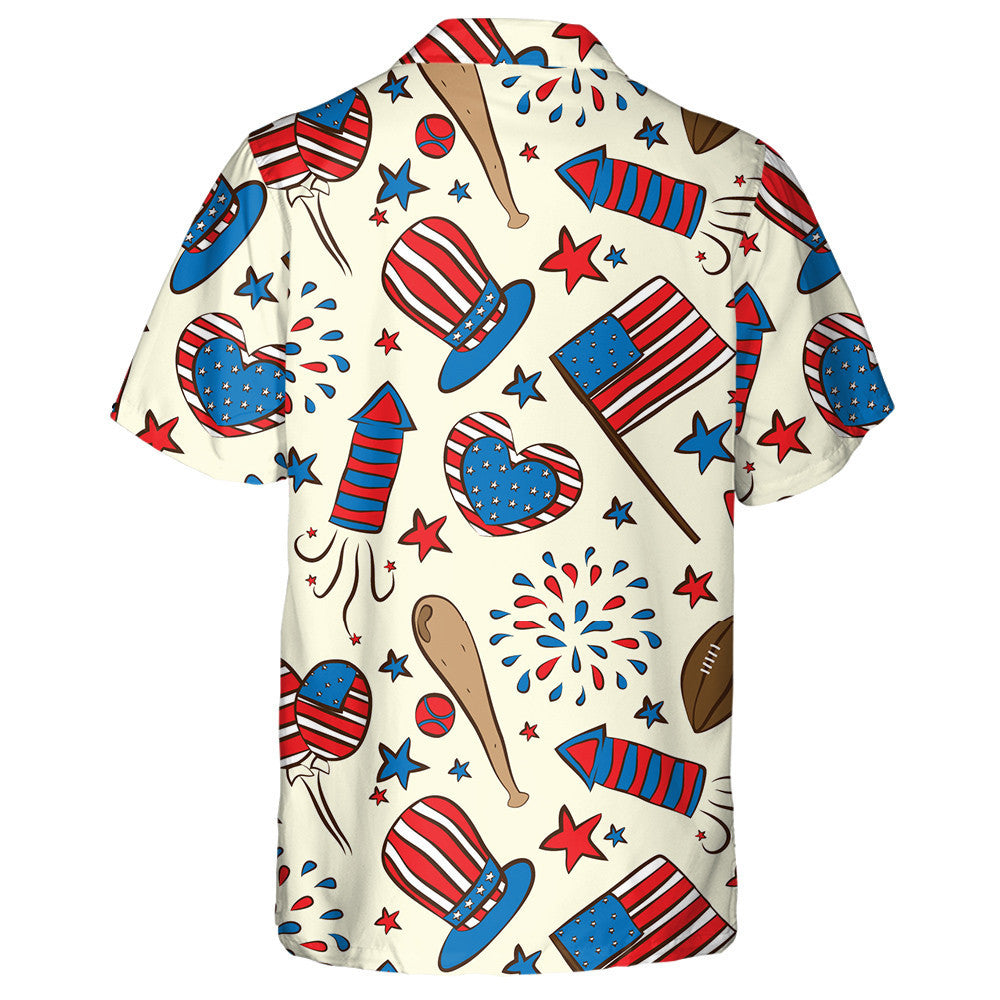 Sporty American Football Stuff With Independence Day Icons Hawaiian Shirt, Hawaiian Shirt Gift, Christmas Gift