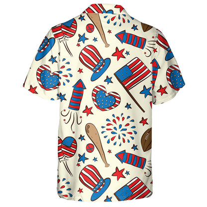 Sporty American Football Stuff With Independence Day Icons Hawaiian Shirt, Hawaiian Shirt Gift, Christmas Gift