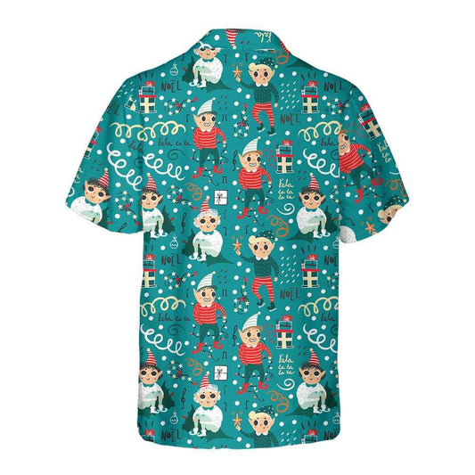 Playful Christmas Elves Funny Cartoon Elements Hawaiian Shirt,Hawaiian Shirt Gift, Christmas Gift