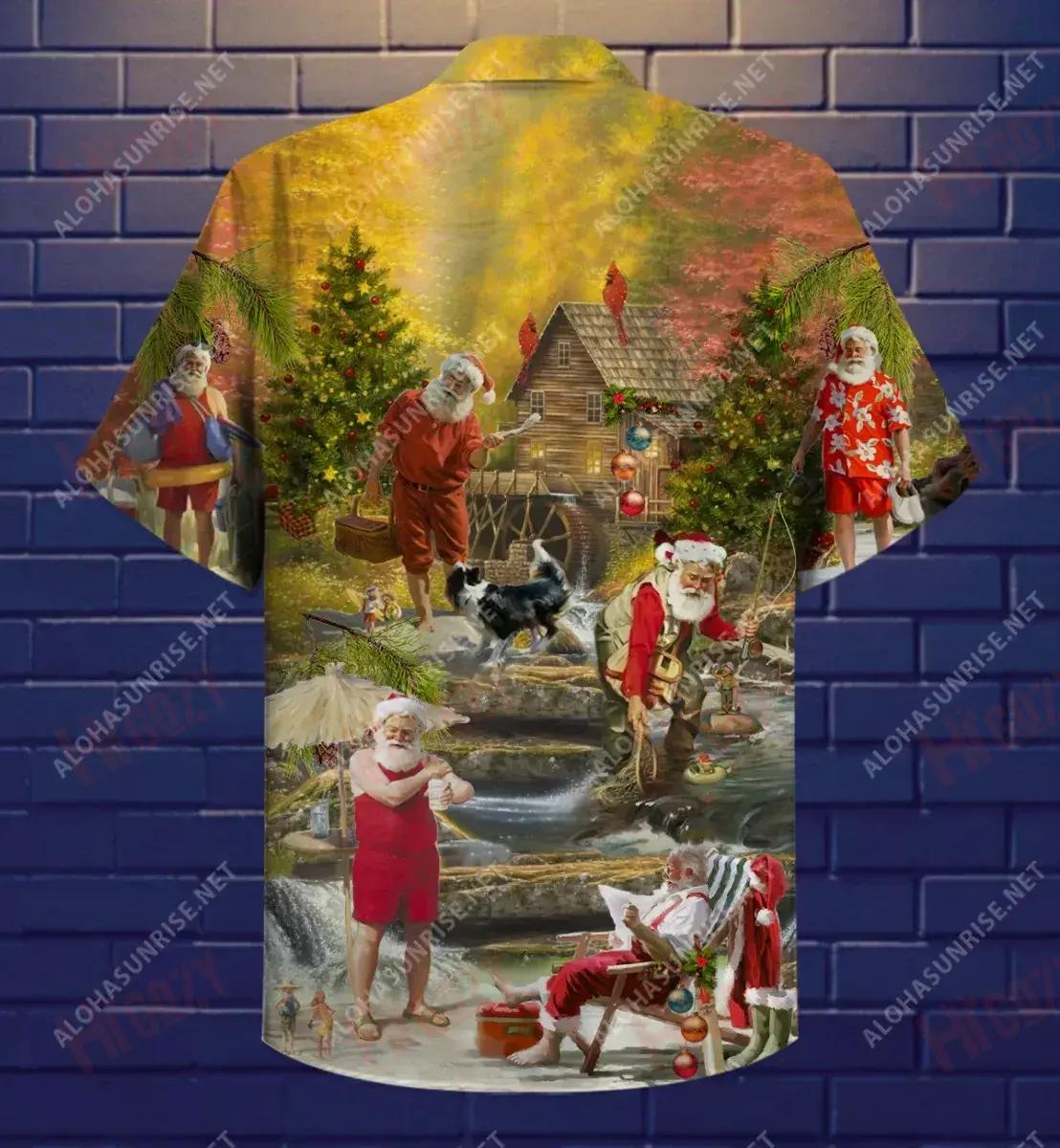 This Is My Happy Place Santa Claus Unisex Short Hawaiian Shirt Vacation Short Sleeve Best Hawaiian Shirts Funny Hawaiian Shirts, Hawaiian Shirt Gift, Christmas Gift