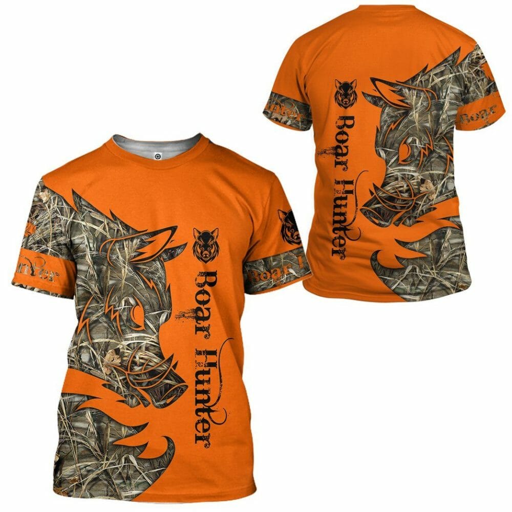 3D Orange Boar Hunter Saincheaptha Tshirt Éadaí Cochaill