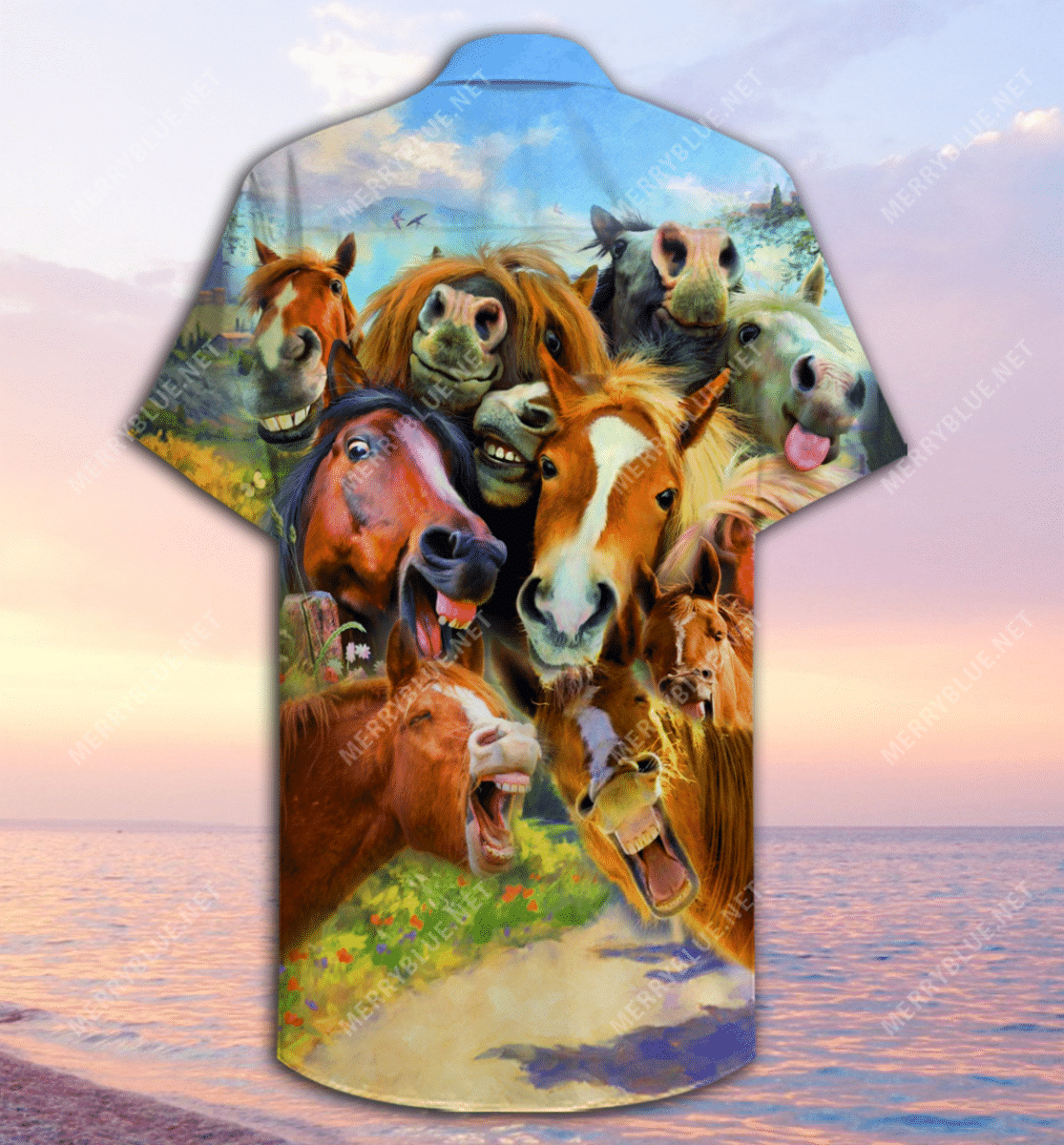 Find Laughing Horses Unisex Hawaiian Shirt_ Hawaiian Shirt Gift, Christmas Gift