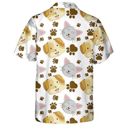 The Faces Of A Dog Kitten And Footprints Hawaiian Shirt,Hawaiian Shirt Gift, Christmas Gift