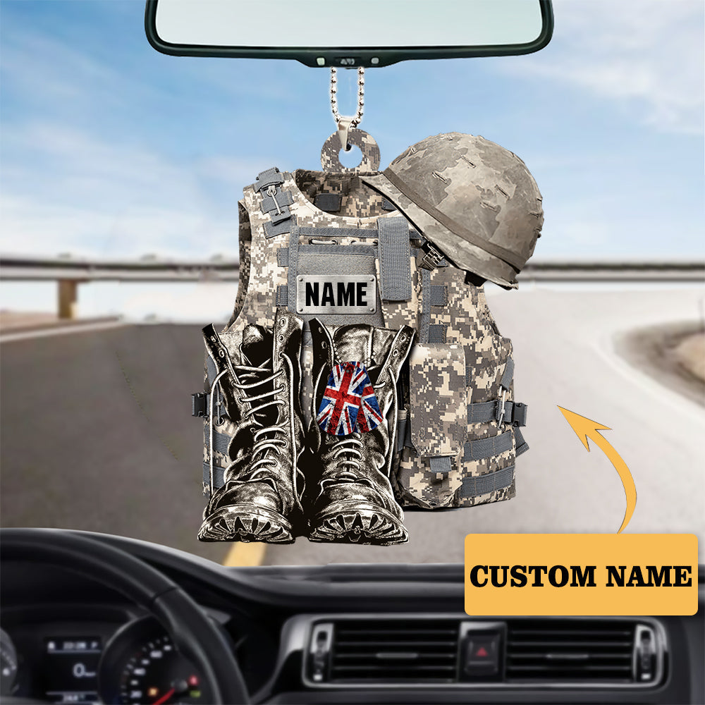 Personalized Flat Acrylic Car Hanging Ornament For Military Uniform, Christmas Decoration