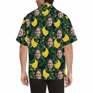 Custom Face Banana Green Men's All Over Print Hawaiian Shirt, Hawaiian Shirt Gift, Christmas Gift