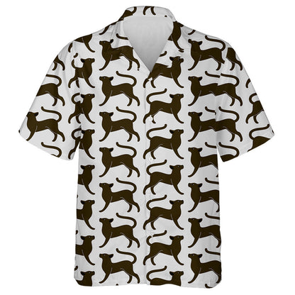 Trendy Graceful Black Cat On Gray Background Hawaiian Shirt, Hawaiian Shirt Gift, Christmas Gift
