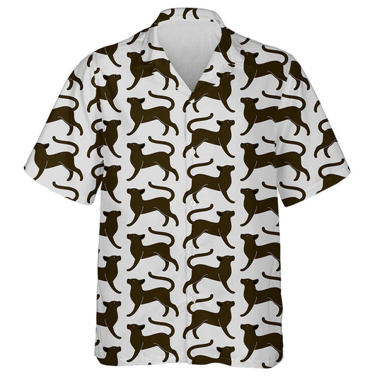 Trendy Graceful Black Cat On Gray Background Hawaiian Shirt, Hawaiian Shirt Gift, Christmas Gift