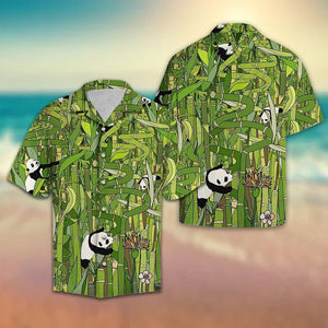 Green Bamboo Forest With Baby Panda Hawaiian Shirt,Hawaiian Shirt Gift, Christmas Gift