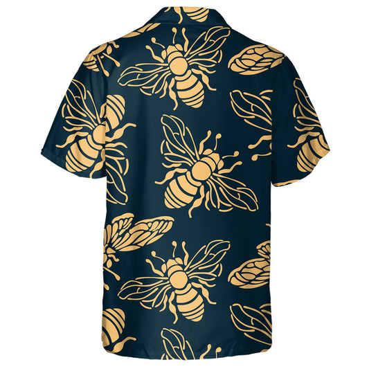 Summer Golden Bees On A Blue Background Hawaiian Shirt, Hawaiian Shirt Gift, Christmas Gift