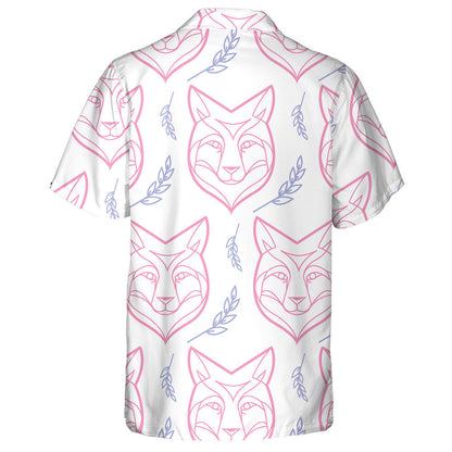 Pink Line Wolf Head And Leaves Hawaiian Shirt,Hawaiian Shirt Gift, Christmas Gift