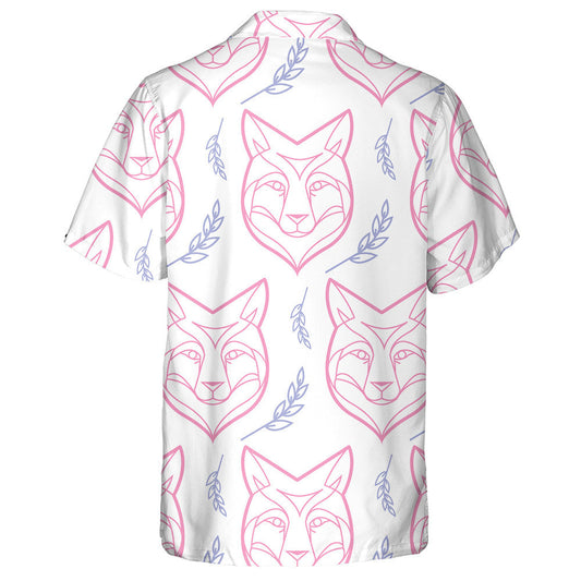 Pink Line Wolf Head And Leaves Hawaiian Shirt,Hawaiian Shirt Gift, Christmas Gift