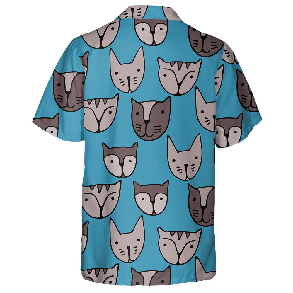 Cartún Aghaidheanna Cat gleoite Ar Léine Gorm Haváí, Bronntanas Léine Haváise, Bronntanas Nollag