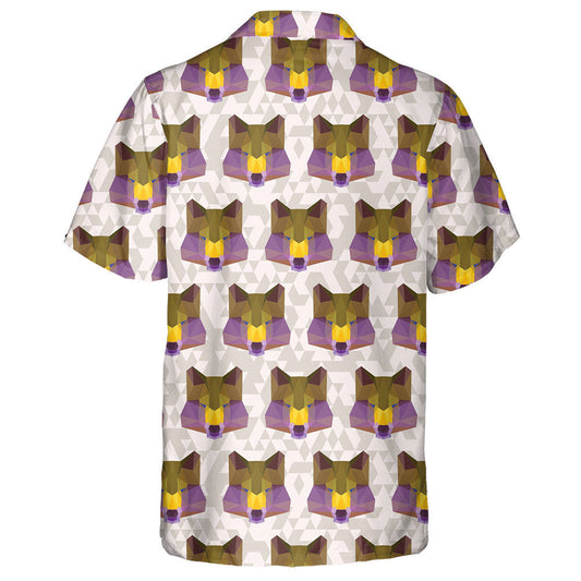 Bright Colored Abstract Polygonal Wolf Background Hawaiian Shirt, Hawaiian Shirt Gift, Christmas Gift
