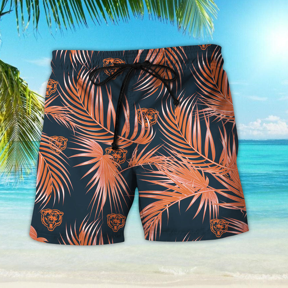 Chicago Bears Nfl Mens Haváís Aloha Button Up Léine Shorts Haváís Beach Short Muinchille_Haváíais Bronntanas Léine, Bronntanas Nollag