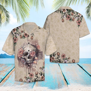 Amazing Sugar Skull With Pink Floral Art Pattern Hawaiian Shirt, Hawaiian Shirt Gift, Christmas Gift