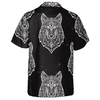 Tribal Style Wolf With Ethnic Ornaments Hawaiian Shirt,Hawaiian Shirt Gift, Christmas Gift