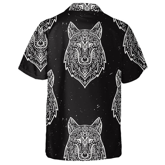 Tribal Style Wolf With Ethnic Ornaments Hawaiian Shirt,Hawaiian Shirt Gift, Christmas Gift