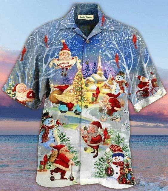 Vintage Style Design Hawaiian Shirt Stay Cool Santa Claus Christmas, Hawaiian Shirt Gift, Christmas Gift