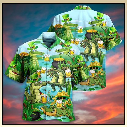 Crocodile drink beer hawaiian shirt, Hwaiian For Gift