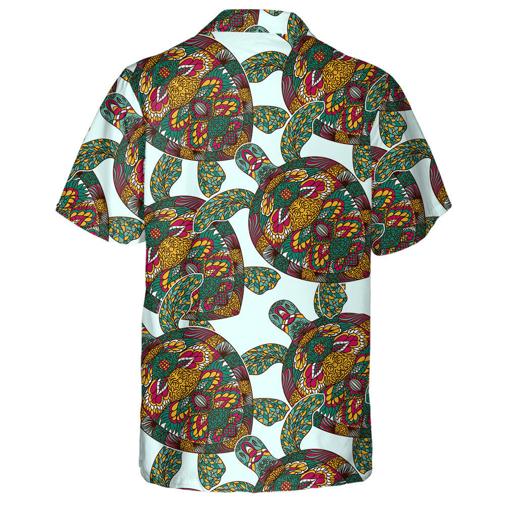 Watercolor Blue And Black Turtles On White Hawaiian Shirt, Hawaiian Shirt Gift, Christmas Gift