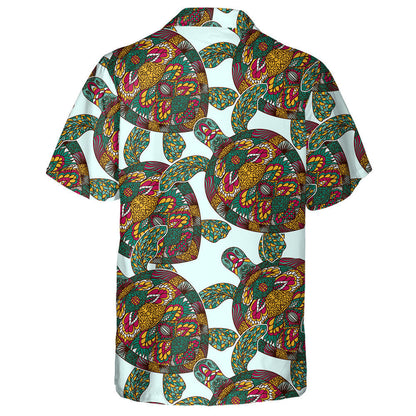 Watercolor Blue And Black Turtles On White Hawaiian Shirt, Hawaiian Shirt Gift, Christmas Gift