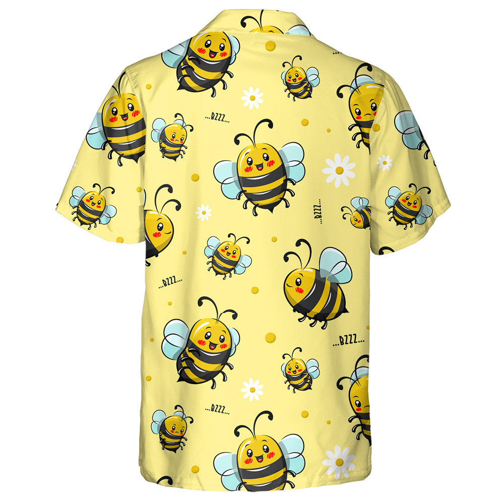 Watercolor Cute Honey Bee Cartoon Illustration Hawaiian Shirt, Hawaiian Shirt Gift, Christmas Gift