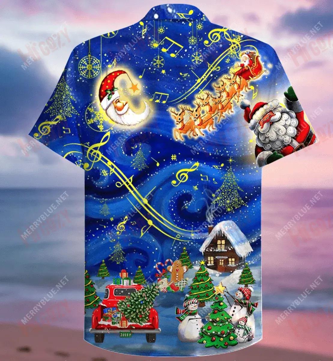 Christmas Sky Short Short Sleeve Shirt Summer Tropical Shirts Custom Hawaiian Shirts Hawaiian Shirts For Women_Hawaiian Shirt Gift, Christmas Gift