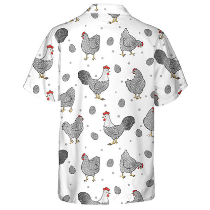 Gray Chicken Hens And Roostrers With Eggs Hawaiian Shirt, Hawaiian Shirt Gift, Christmas Gift