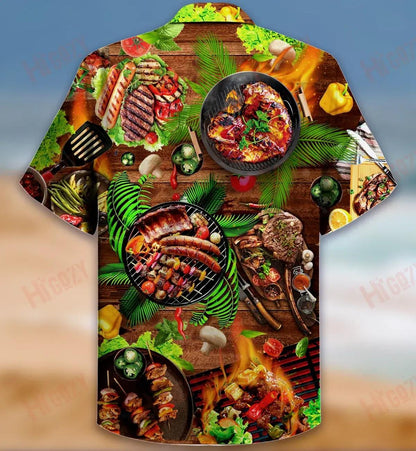 Barbecue Fuarú Agus Grilleadh Léine Haváí Unisex Caitheamh aimsire Muinchille Gearr Léinte haváíais Oirbheartaíochta Léinte haváíais d'Fhir, Bronntanas Léine Haváís, Bronntanas Nollag