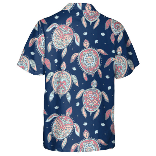 Colorful Style Tribal Turtle And Sea Waves Hawaiian Shirt, Hawaiian Shirt Gift, Christmas Gift