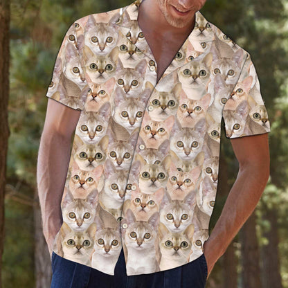 Bronntanas Aghaidh Cat Uafásach Singapura Do Lovers Cat Léine Haváís, Bronntanas Léine Haváís, Bronntanas Nollag