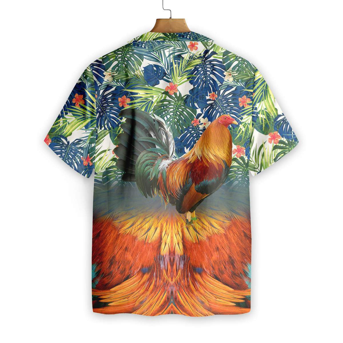 Forest Rooster Artistic Background Design Hawaiian Shirt,Hawaiian Shirt Gift, Christmas Gift