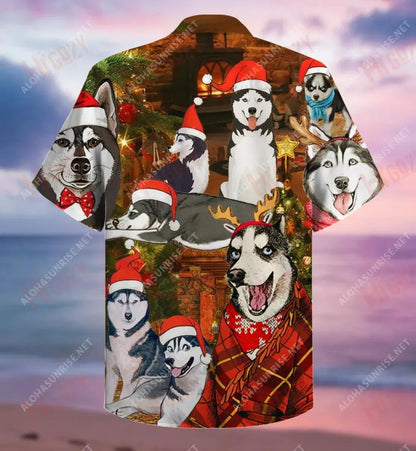 Christmas With Husky Short Hawaiian Shirt Hobbies Tropical Shirts Vintage Hawaiian Shirts Crazy Shirts Hawaii_Hawaiian Shirt Gift, Christmas Gift