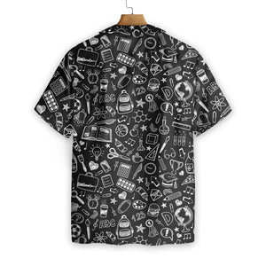 Black And White Doodle School Chalkboard Design Hawaiian Shirt, Hawaiian Shirt Gift, Christmas Gift